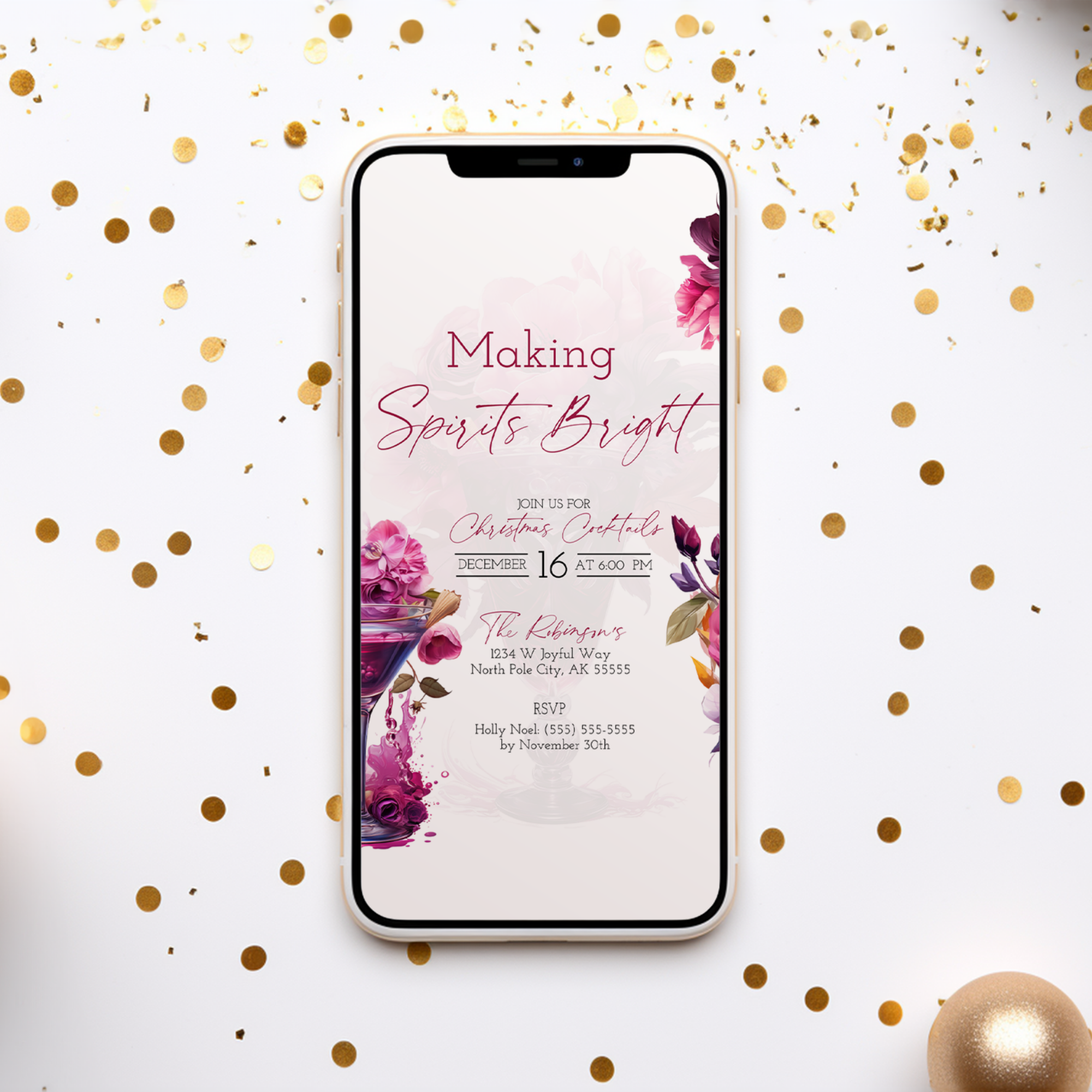 Holiday Cocktail Party Invitation - Making Spirits Bright