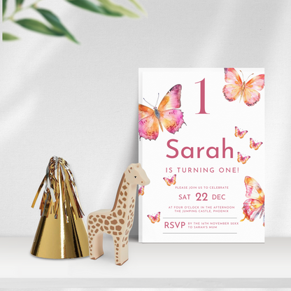 FREE Printable Birthday Party Invitation Template - Butterfly theme