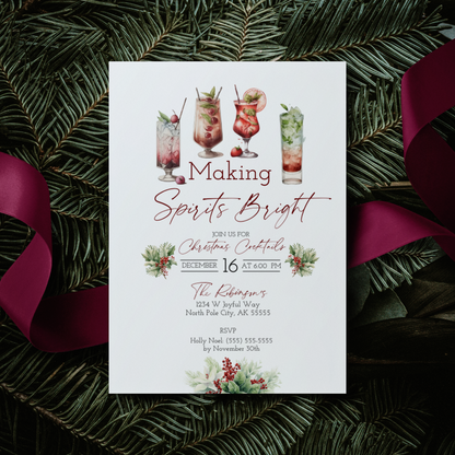 Holiday Cocktail Party Invitation - Making Spirits Bright