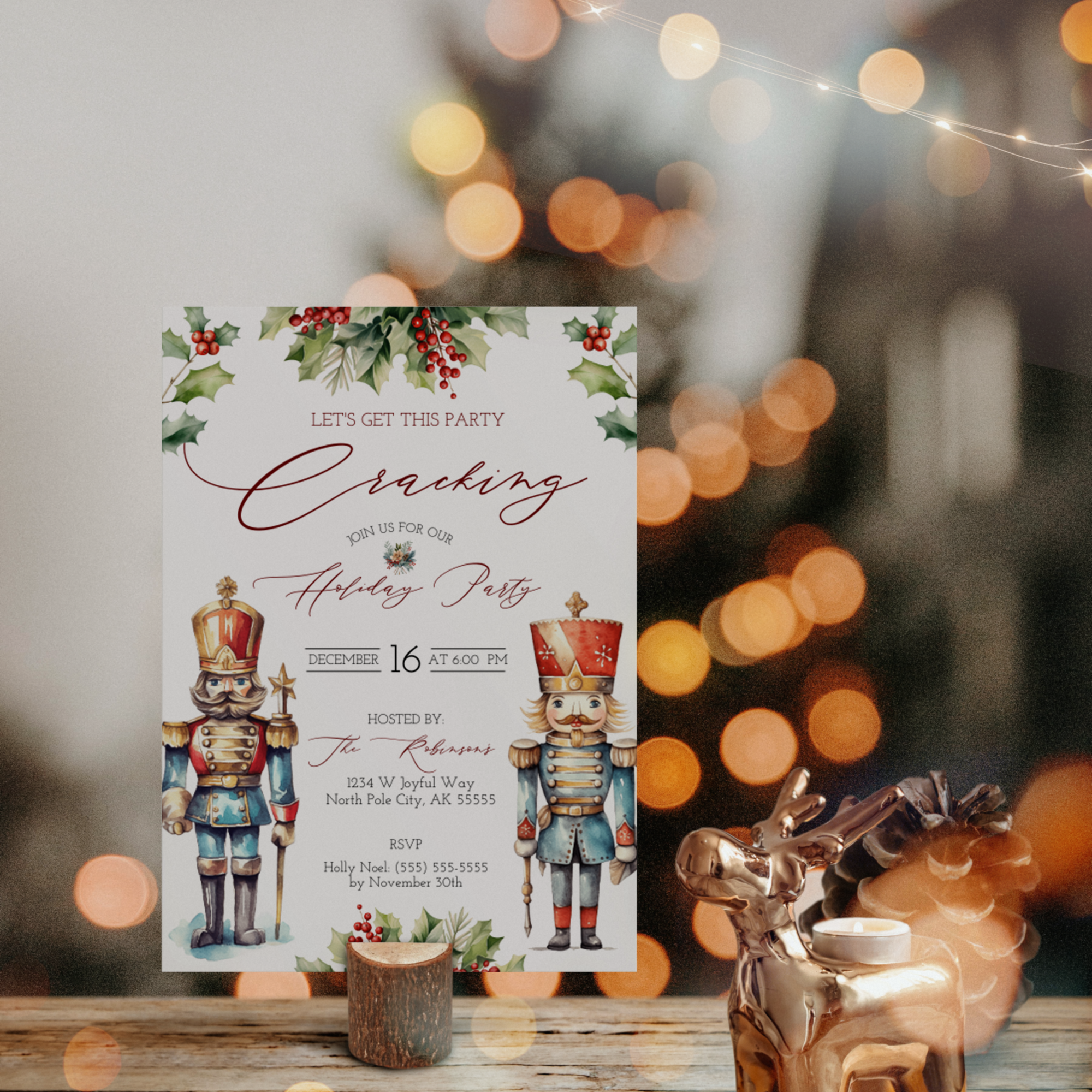 Nutcracker Invitation Download, Christmas Party Invitation, Editable Holiday Party Invite, Electronic Invitation