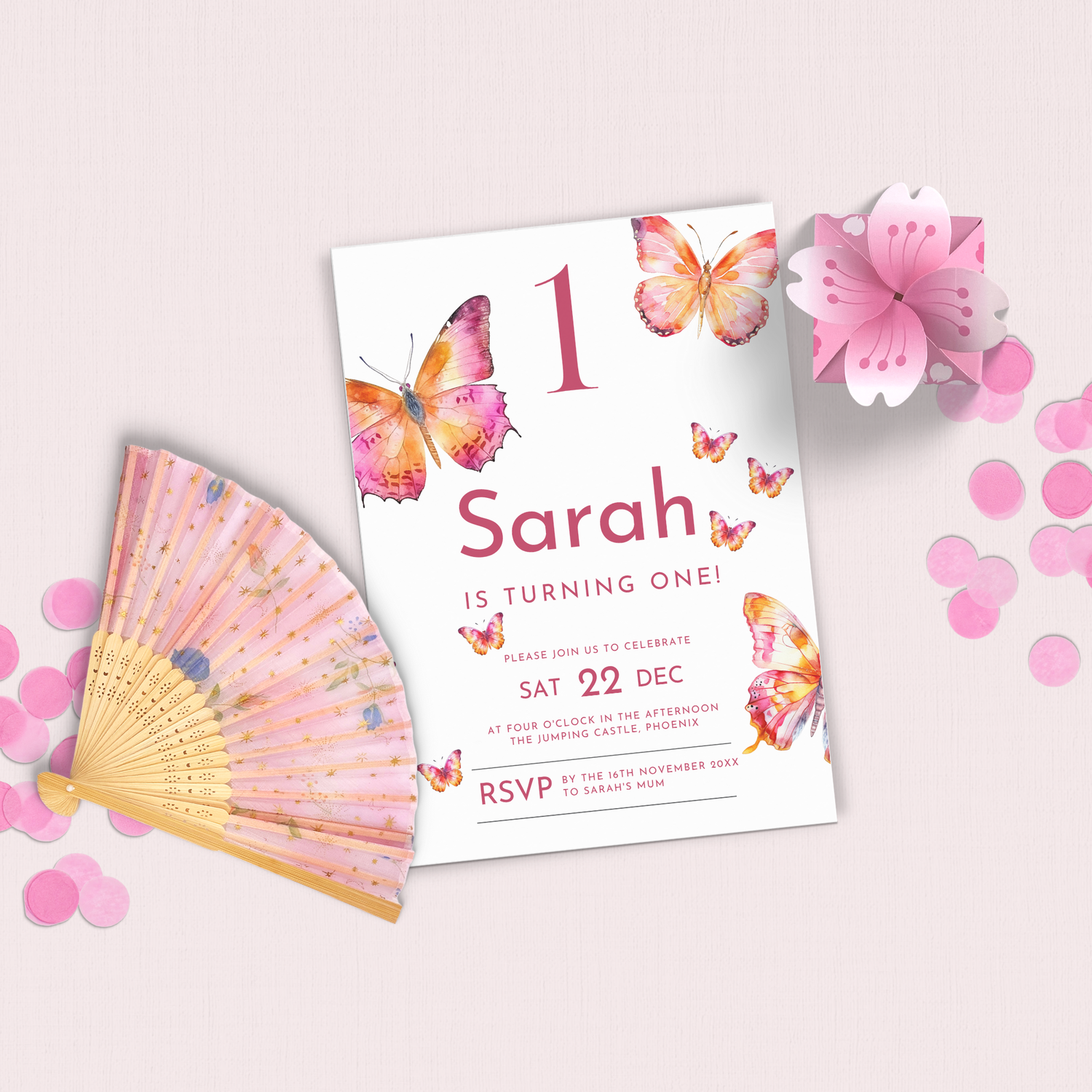 FREE Printable Birthday Party Invitation Template - Butterfly theme