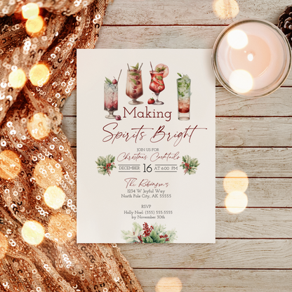 Holiday Cocktail Party Invitation - Making Spirits Bright