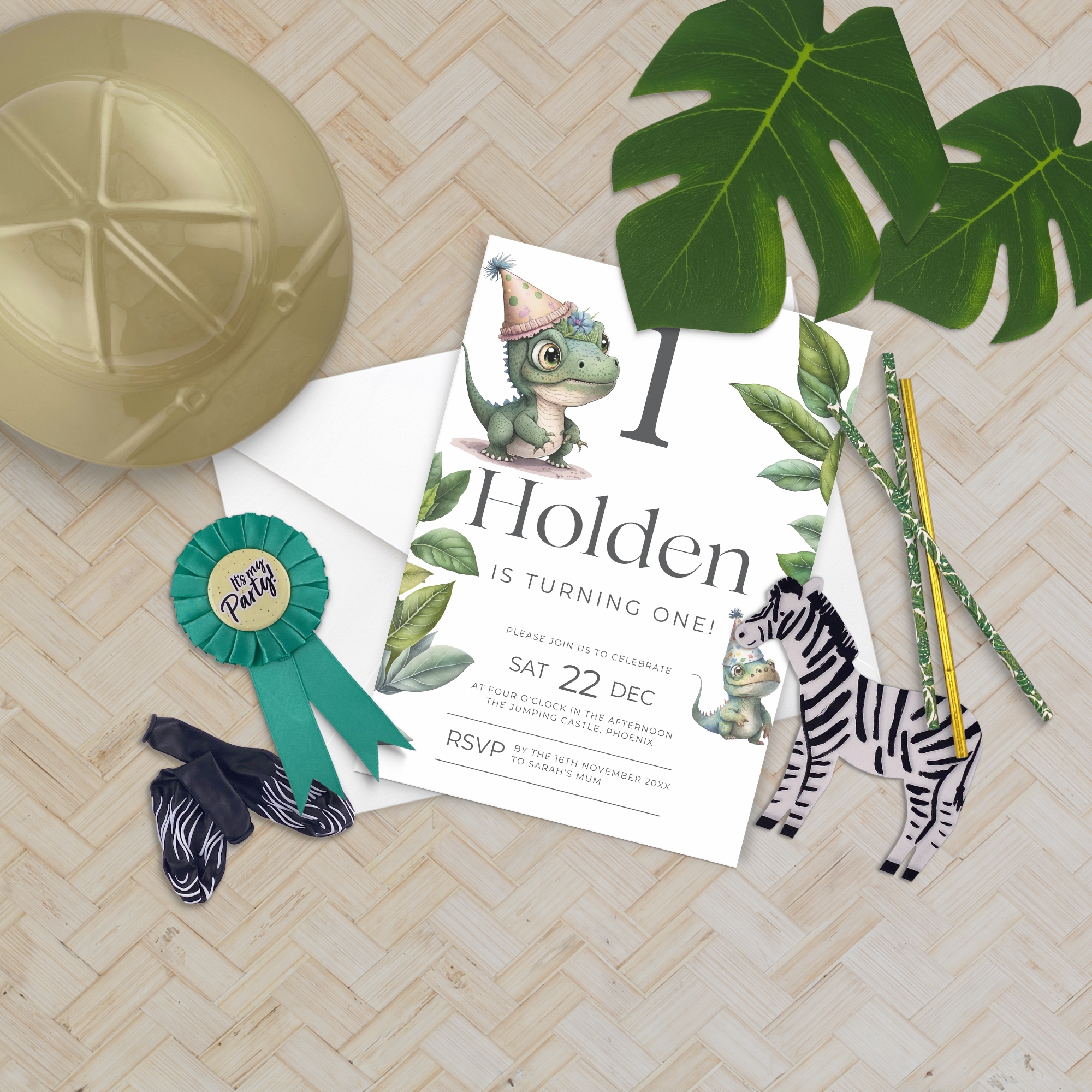 FREE Printable Birthday Party Invitation - Dinosaur themed