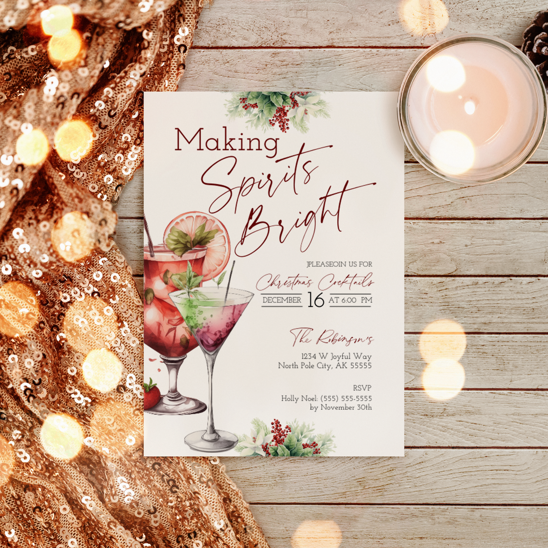 Christmas Invitation Template - Making Spirits Bright