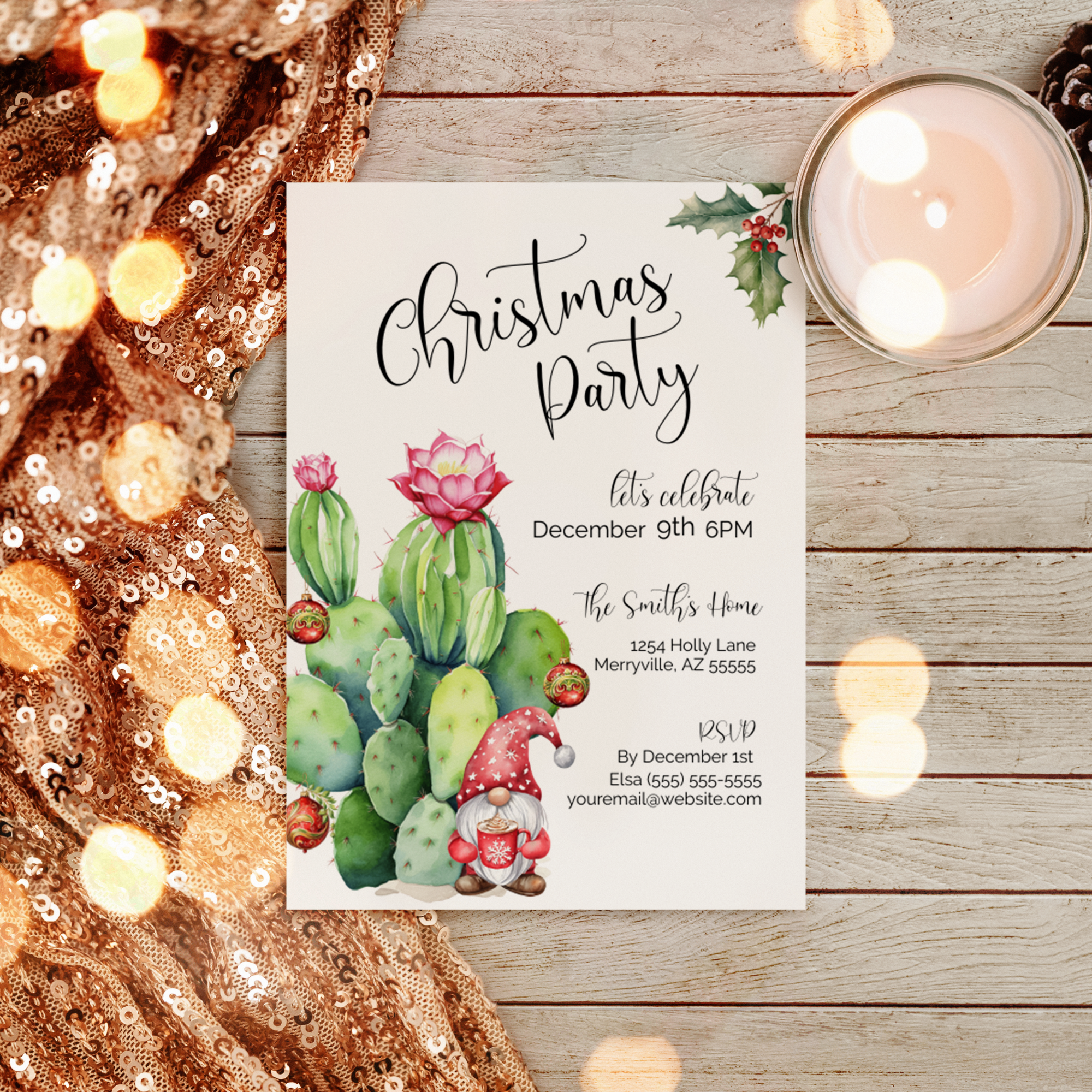 Cactus Christmas Invitation