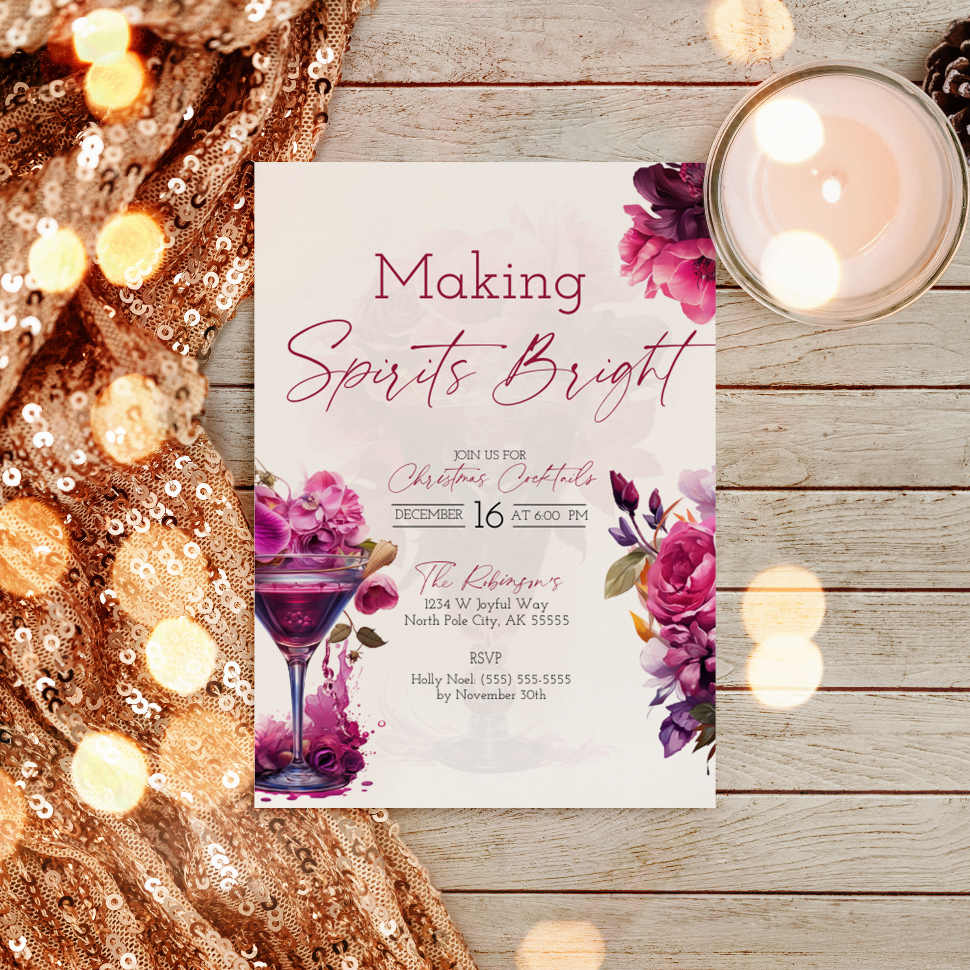 Holiday Cocktail Party Invitation -  Making Spirits Bright