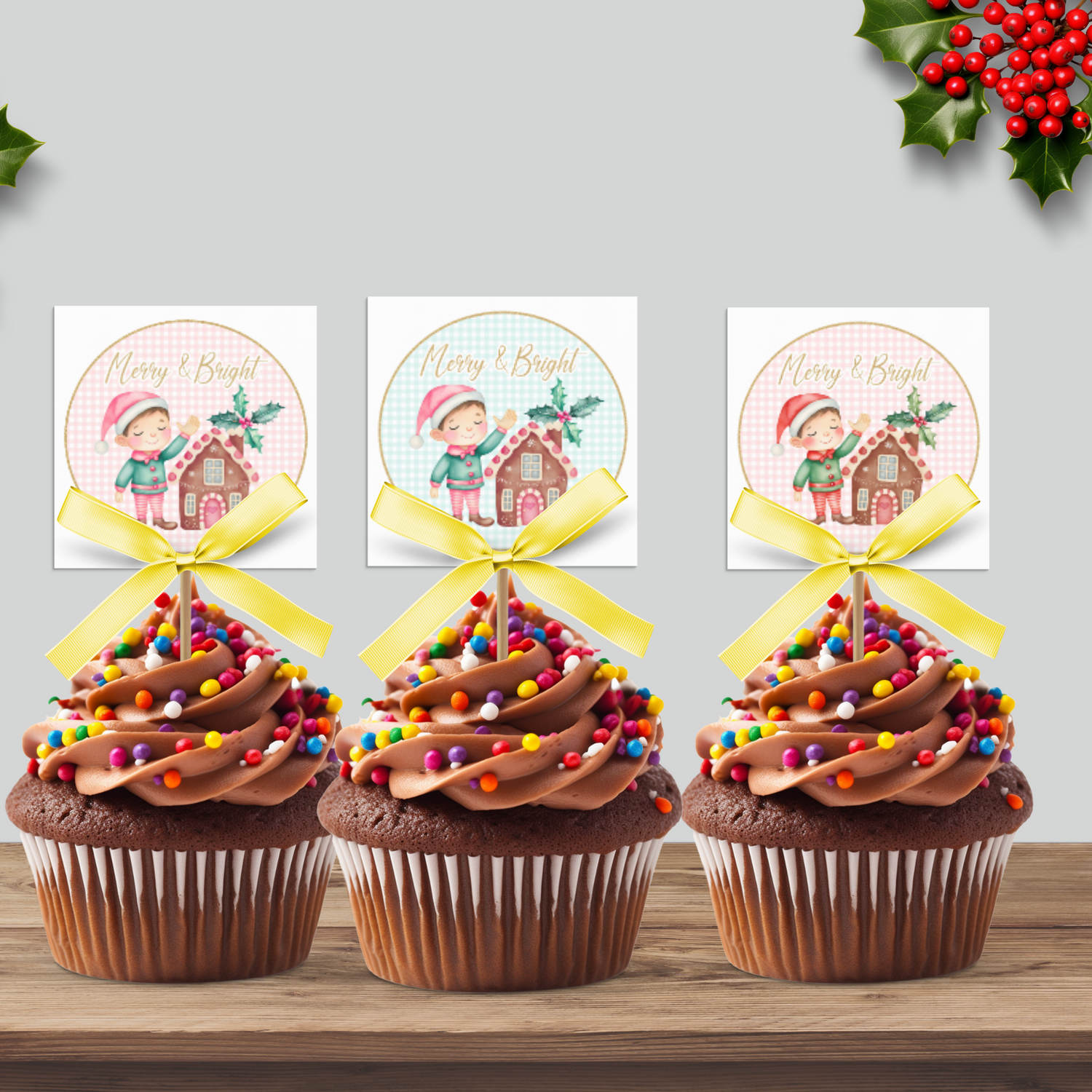 Elf Christmas Cupcake Topper, Printable Cupcake Topper