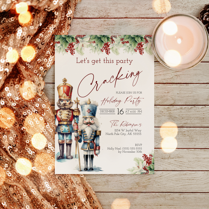 Nutcracker Invitation Download, Christmas Party Invitation, Text Evite