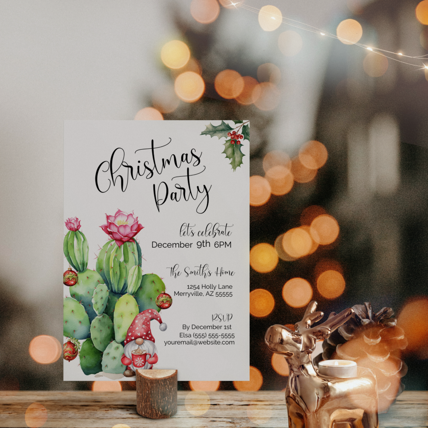 Cactus Christmas Invitation