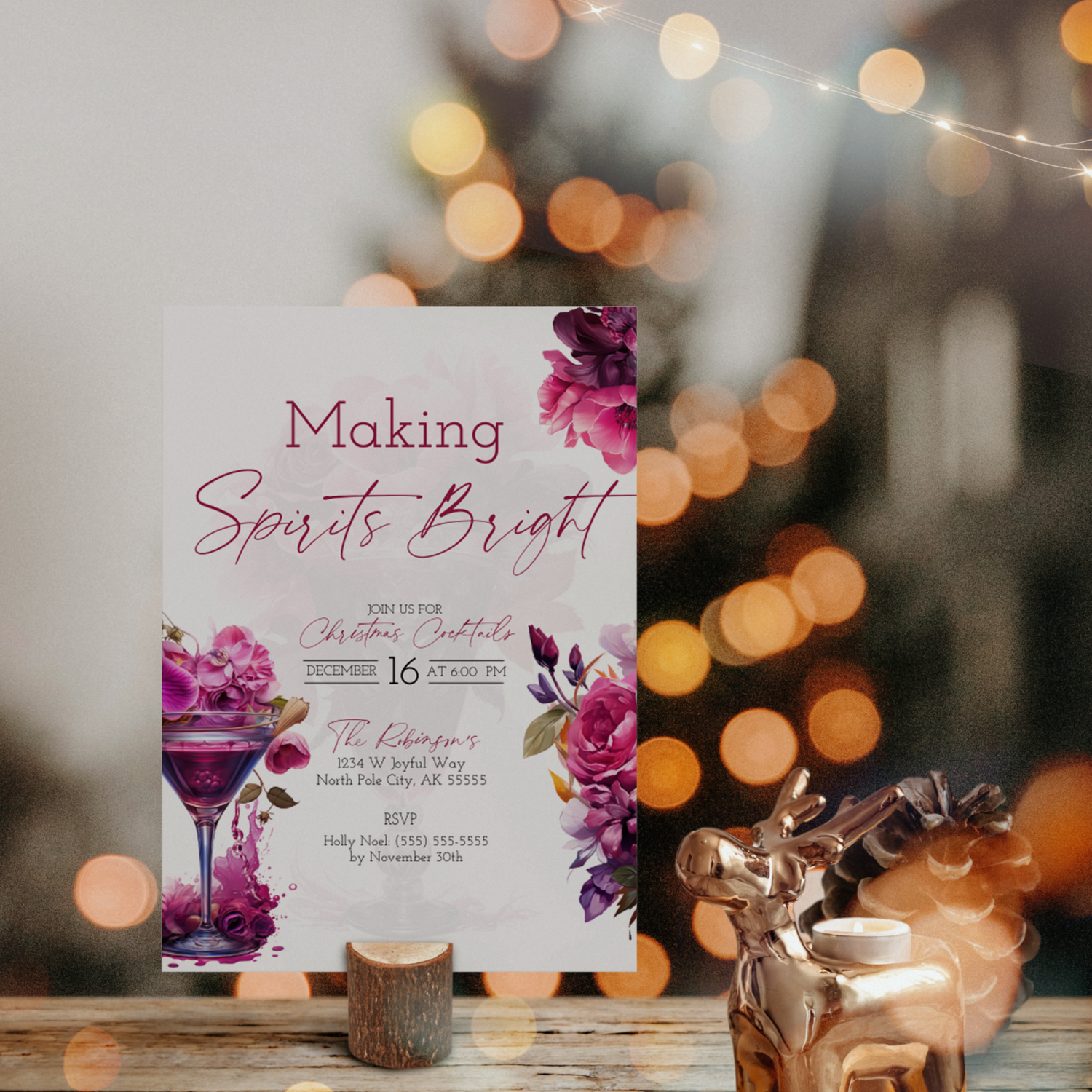 Holiday Cocktail Party Invitation -  Making Spirits Bright