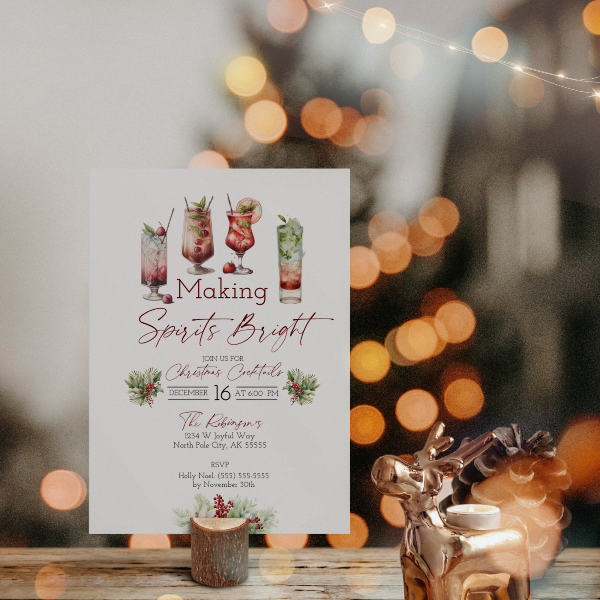 Holiday Cocktail Party Invitation - Making Spirits Bright