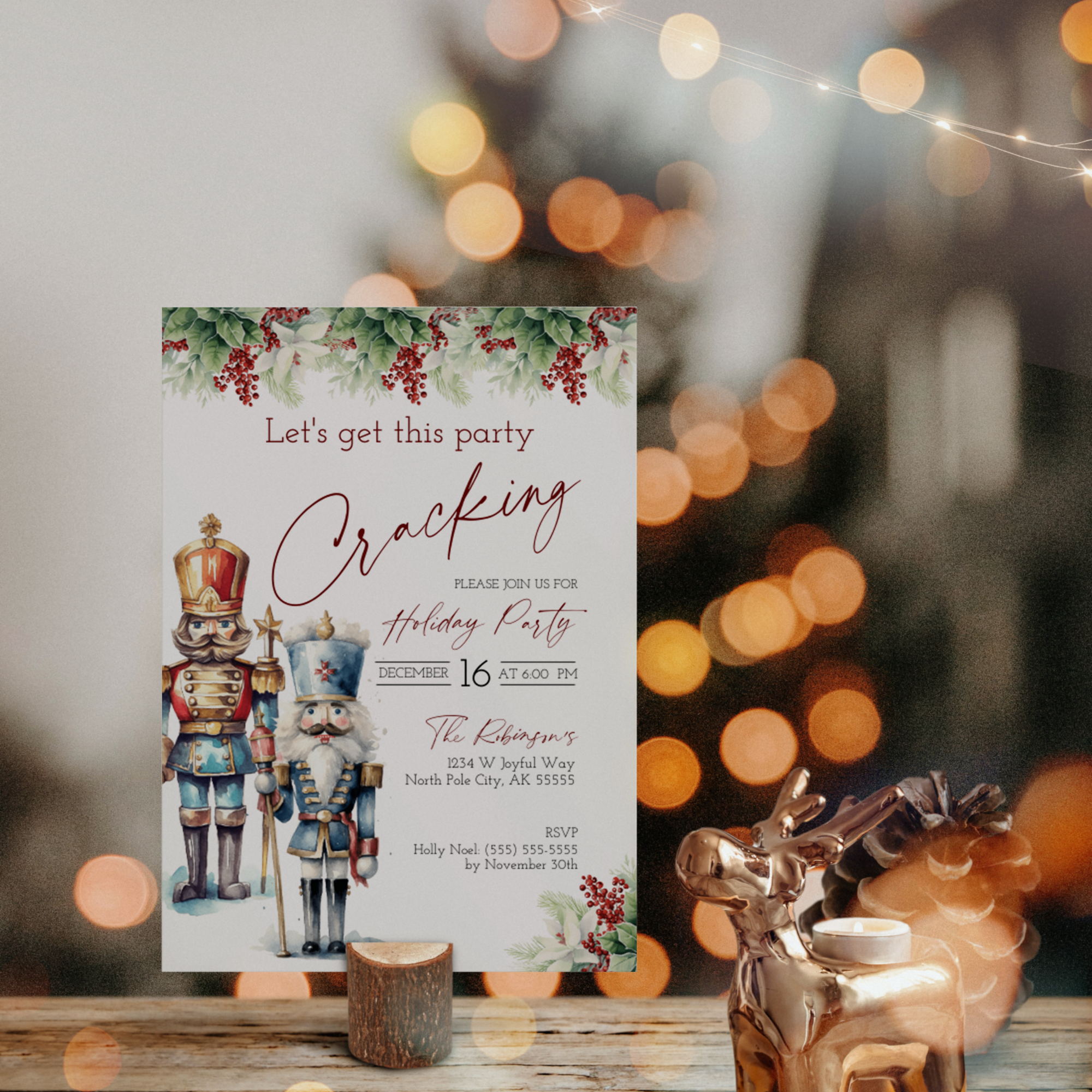 Nutcracker Invitation Download, Christmas Party Invitation, Text Evite